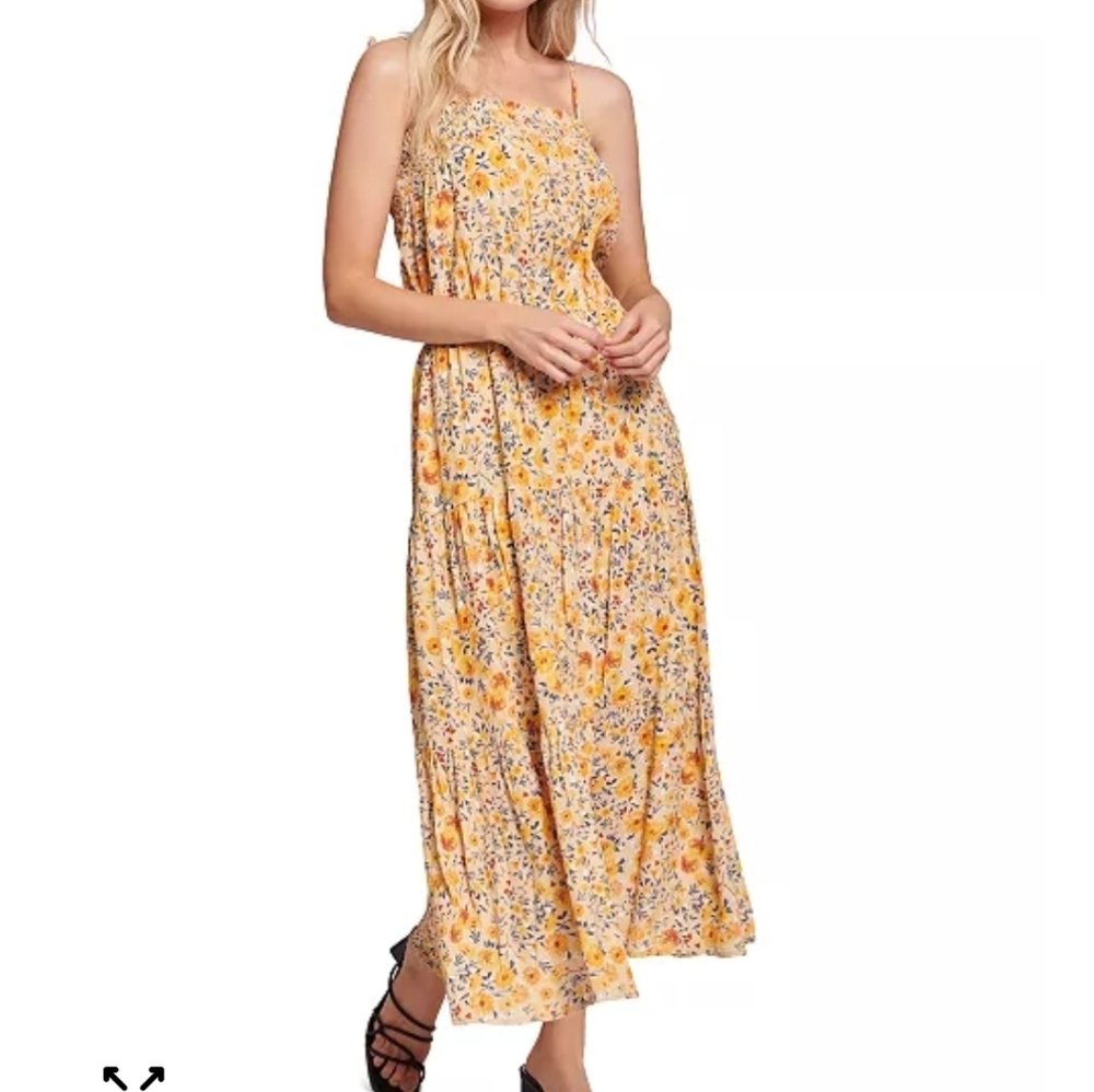 Lost + Wander Floral Print Maxi Dress in Yellow